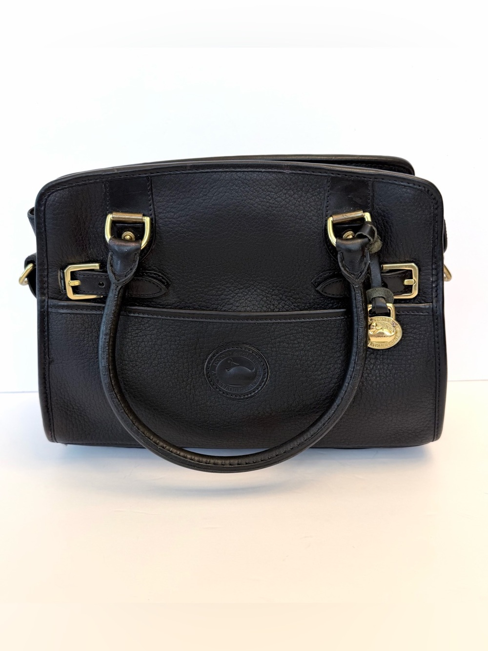Dooney & Bourke All Weather Leather vintage black top handle satchel bag